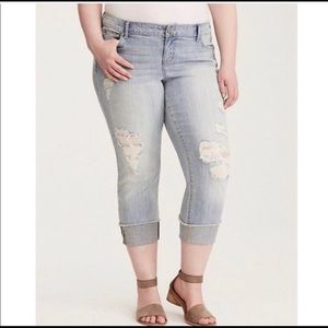 TORRID Boyfriend Jeans with Embroidered Detail